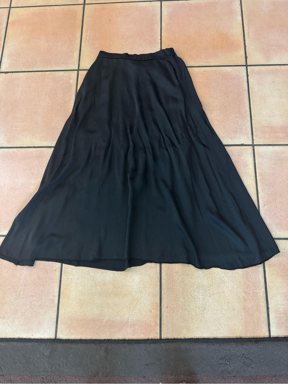 Brand Bazar Black Flowing Silk Skirt